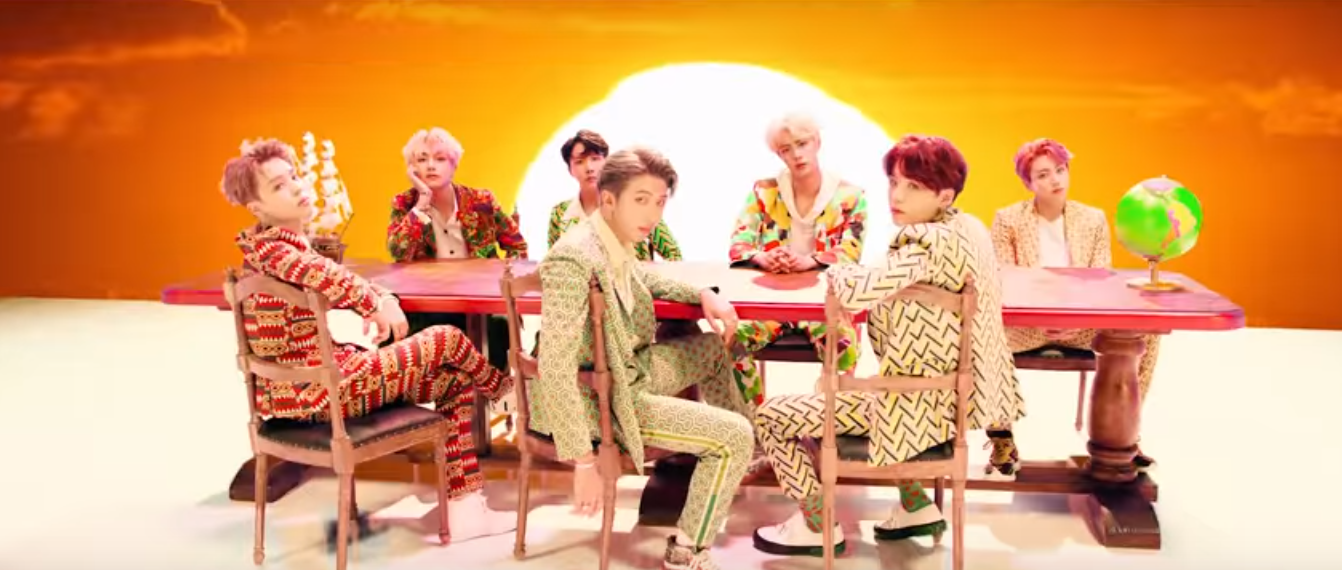 BTS wearing ankara suits in IDOL.