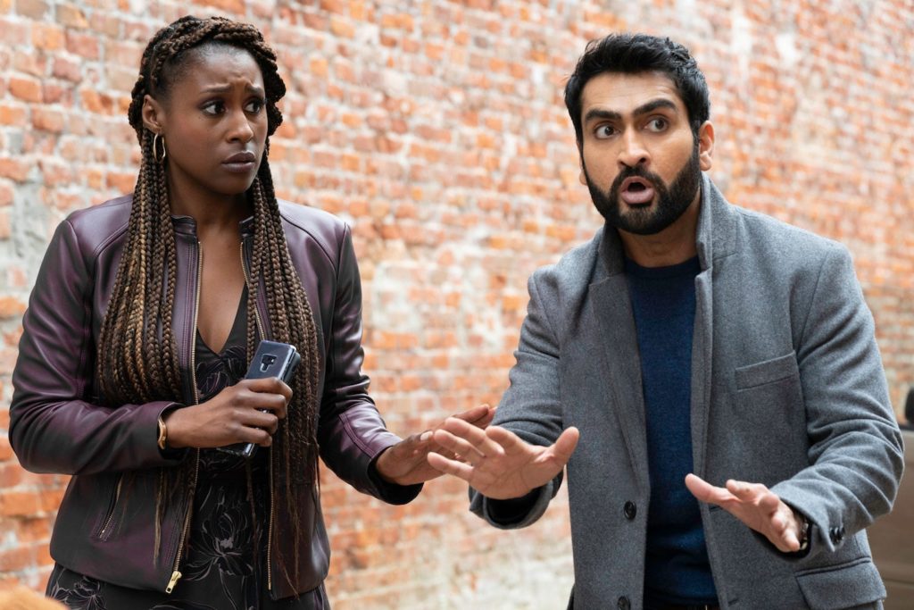 Kumail Nanjiani and Issa Rae in "The Lovebirds." (Photo credit: Skip Bolen / Netflix)