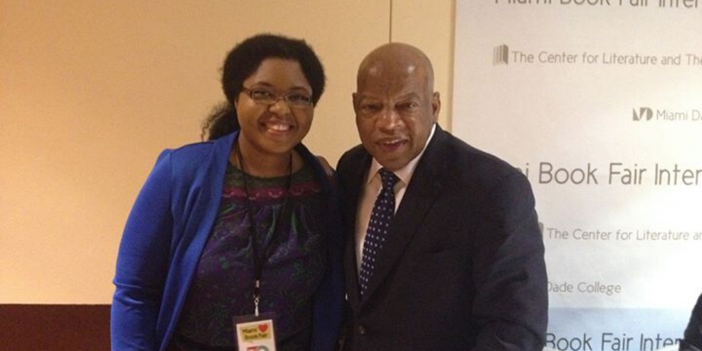 Monique and John Lewis at the Miami Book Fair 2013.