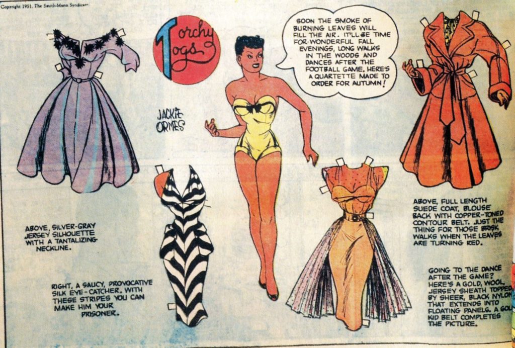 One of the many Torchy Brown paper doll pages Ormes drew. 