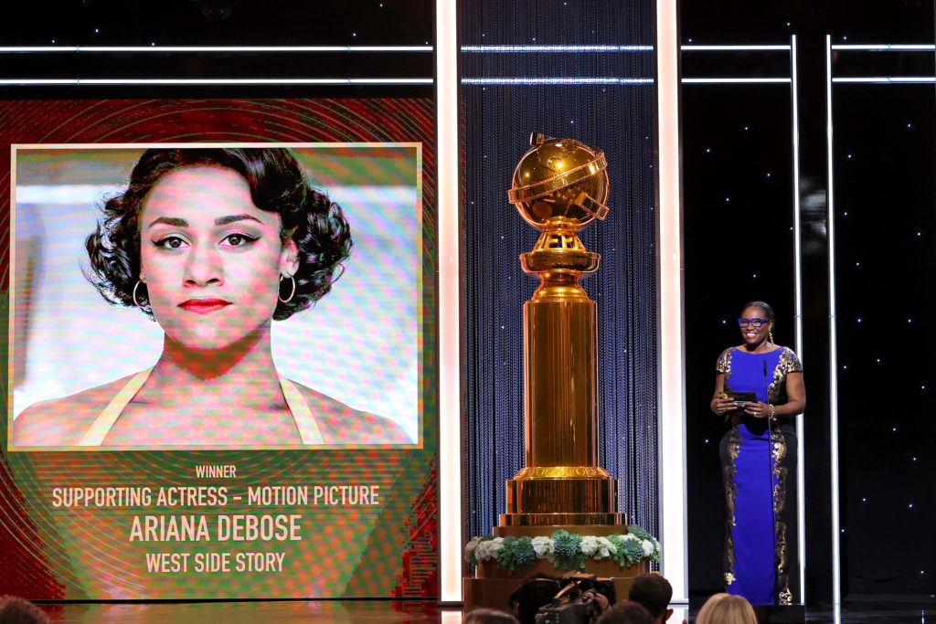 BEVERLY HILLS, CALIFORNIA - JANUARY 09: HFPA Grantee and Founder and Executive Director of Kids in the Spotlight Tige Charity presents the Best Supporting Actress in a Motion Picture Award onstage during the 79th Annual Golden Globe Awards at The Beverly Hilton on January 09, 2022 in Beverly Hills, California. (Photo by Emma McIntyre/Getty Images for Hollywood Foreign Press Association)