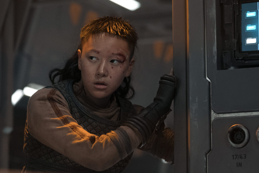 Yerin Ha as Kwan Ha in Halo episode 1, season 1, Streaming on Paramount+. Photo credit: Adrienn Szabo/Paramount+