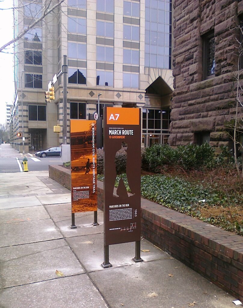 Part of downtown Birmingham's Civil Rights walking trail, which has markers like this all throughout the city. These were erected between the '00s and '10s. (André Natta/Flickr)