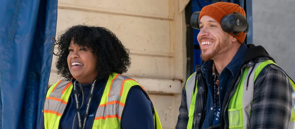 Natasha Rothwell and KeiLyn Durrel Jones laughing. 