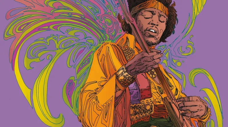 Jimi Hendrix plays psychedelic music