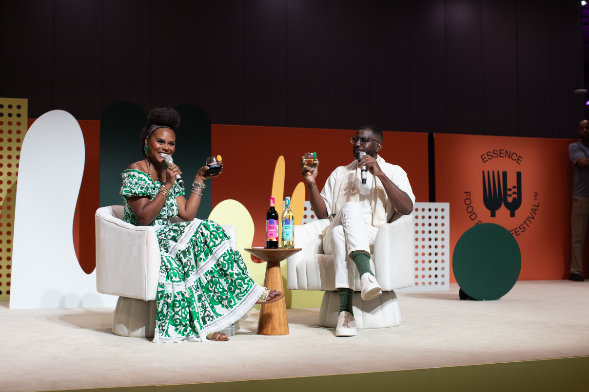 Tabitha Brown speaking at a Target-themed event during Essence Festival of Culture 2024.