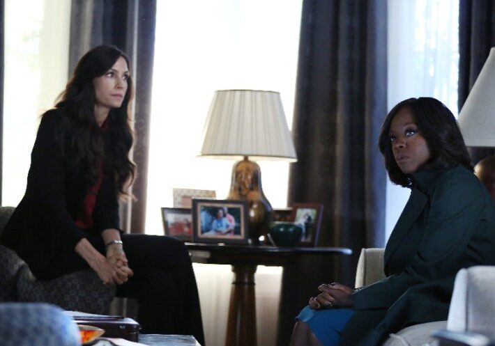 HOW TO GET AWAY WITH MURDER - "I Want You to Die" - Annalise and the team are hired to represent a client accused of badgering somebody to the point of suicide. Meanwhile, Eve returns to defend Nate after ADA Sinclair serves him for a possible new murder charge, and Bonnie learns about what happened at Trotter Lake, on "How to Get Away with Murder," THURSDAY, NOVEMBER 5 (10:00-11:00 p.m., ET) on the ABC Television Network. (ABC/John Fleenor)
FAMKE JANSSEN, VIOLA DAVIS