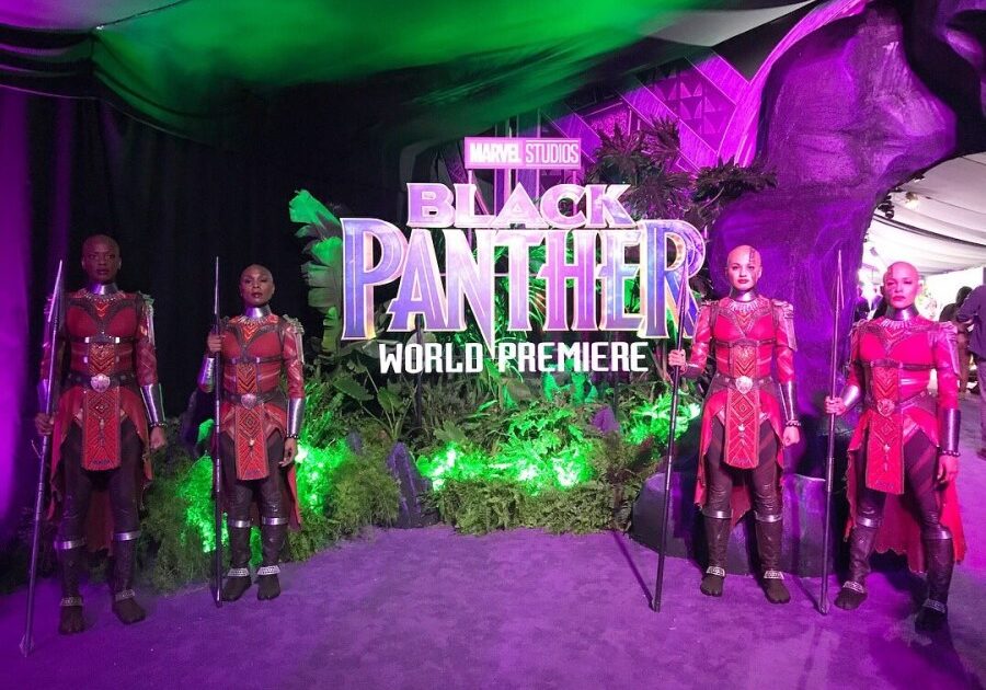 The Dora Milaje stand guard at the Black Panther premiere Jan. 29. (Marvel)