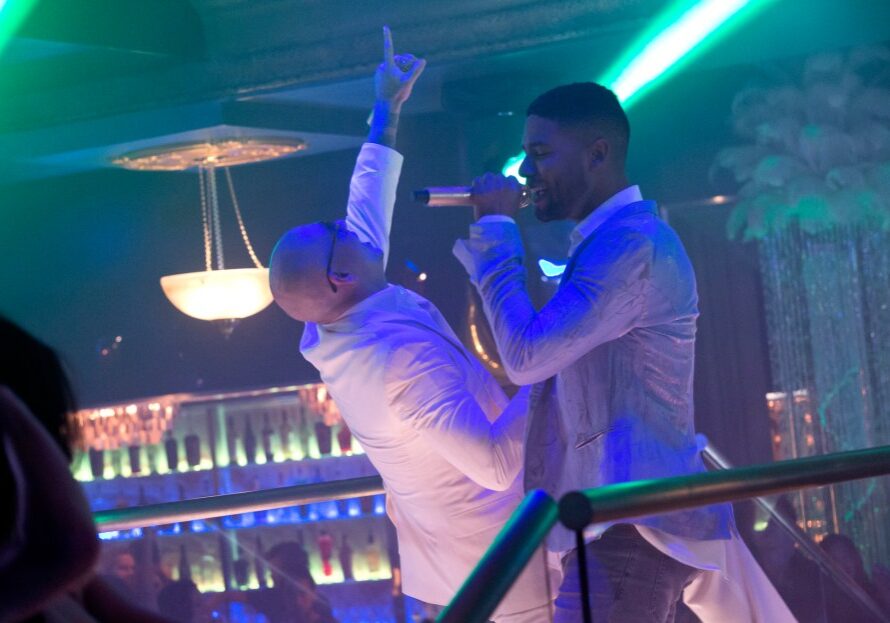 EMPIRE: Pictured L-R: Guest star Pitbull and Jussie Smollett as Jamal Lyon in the ÒFires Of HeavenÓ episode of EMPIRE airing Wednesday, Oct. 7 (9:00-10:00 PM ET/PT) on FOX. ©2015 Fox Broadcasting Co. Cr: Chuck Hodes/FOX.