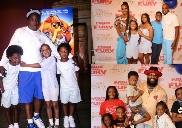 Jadakiss, Dr. Contessa Metcalfe, Pastor Mike Jr., and their families take part in the Paws of Fury screenings. (Photo credit: Alonzo Gardner, Freddy O)