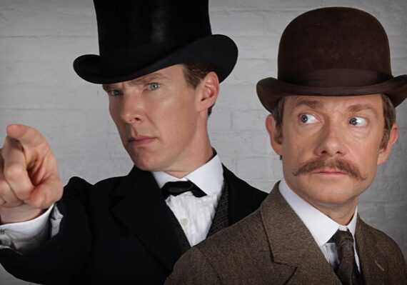 (L-R) Benedict Cumberbatch and Martin Freeman in the Jan. 1, 2016 MASTERPIECE special Sherlock: The Abominable Bride. Courtesy of (C) BBC/Hartswood Films for MASTERPIECE