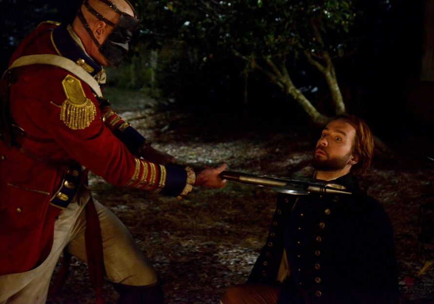 SLEEPY HOLLOW: Ichabod (Tom Mison, R) faces a Hesian in the "Tempus Fugit" Season Finale episode of SLEEPY HOLLOW airing Monday, Feb. 23 (9:00-10:00 PM ET/PT) on FOX. ©2015 Fox Broadcasting Co. CR: Brownie Harris/FOX