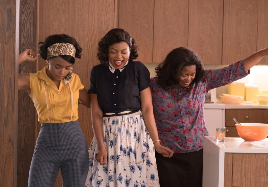 Mary Jackson (Janelle Monae, left), Katherine Johnson (Taraji P. Henson) and Dorothy Vaughn (Octavia Spencer) celebrate their stunning achievements in one of the greatest operations in history. Photo Credit: Hopper Stone.