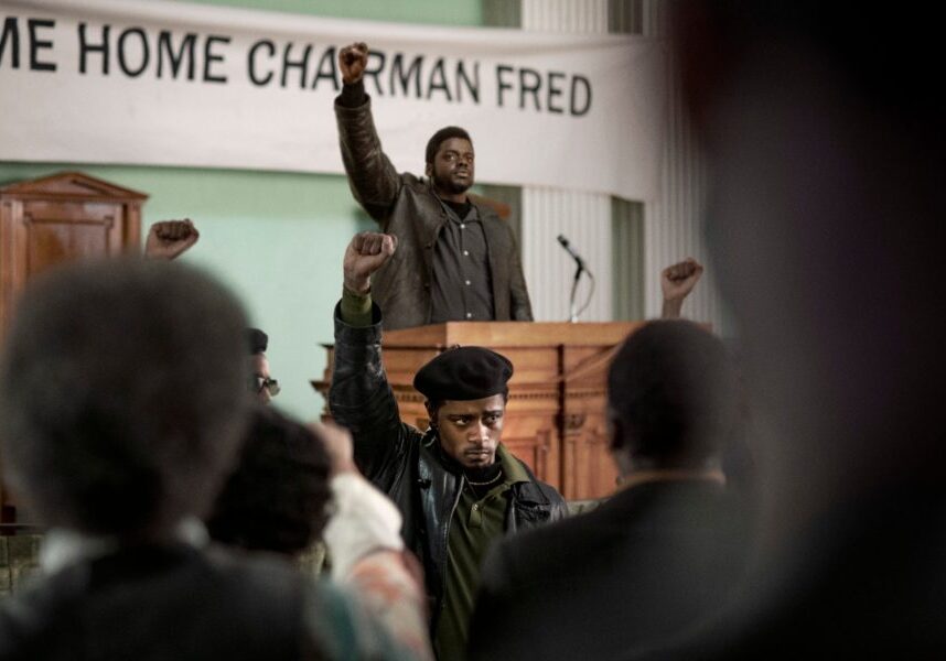 (Center front-back) LaKeith Sanfield as William O’Neal and Daniel Kaluuya as Chairman Fred Hampton in Warner Bros. Pictures’ Judas and the Black Messiah, a Warner Bros. Pictures release. (Photo credit: Glen Wilson)